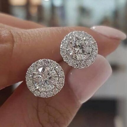 Elegant Silver Plated Crystal Stud Earrings